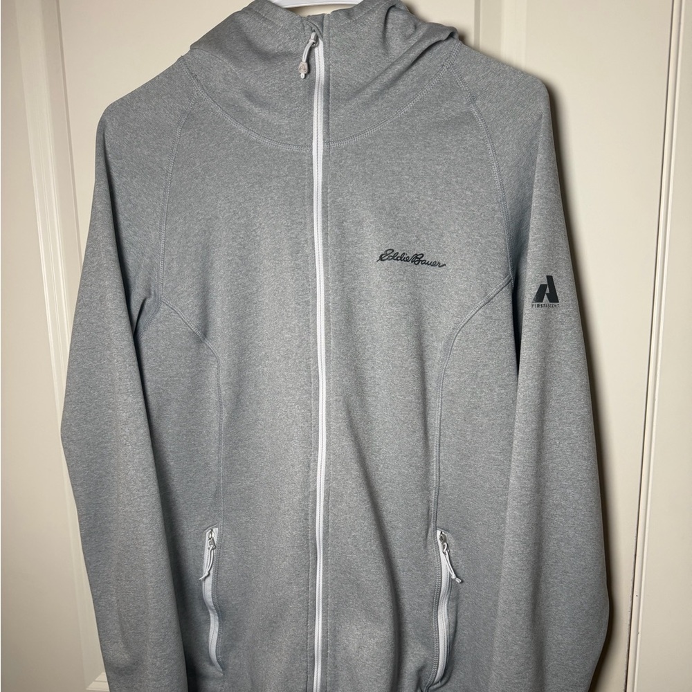 Eddie Bauer Women's Size XL High Route Gray Hoodie Jacket Athleisure